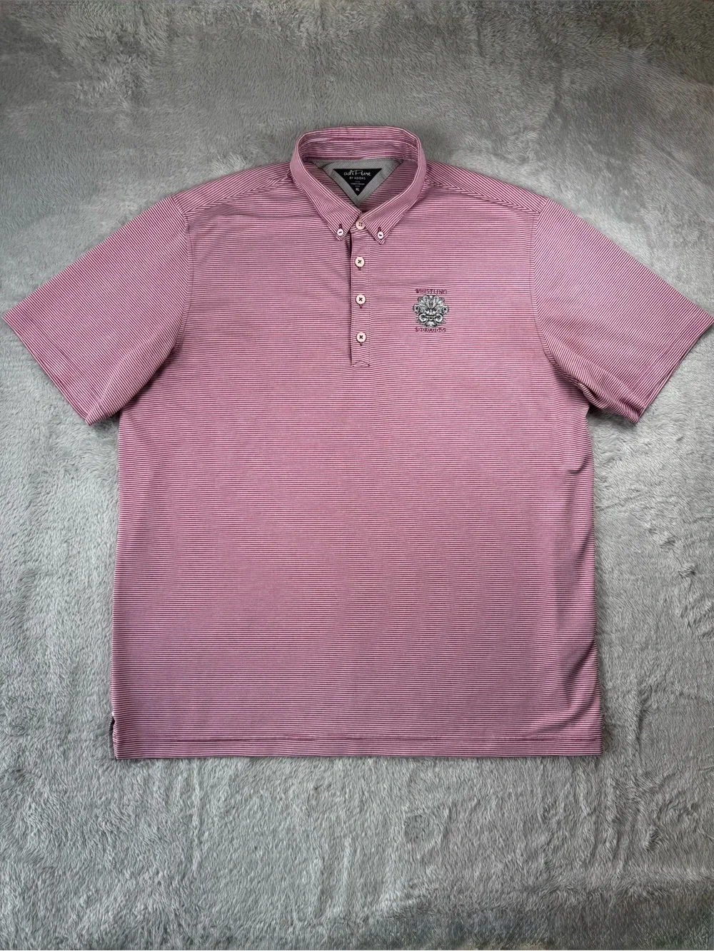 Adidas adiPure Whistling Straits Golf Polo XL Pink Striped Performance Shirt